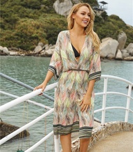 New Rayon Floral Leaf Print Cardigan Loose Fit Bikini Cover Up Women Blouse Shirt Summer Vintage Cot