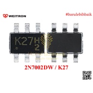 IC MOSFET 2N7002DW 2N7002 DW 2N7002D N7002 Dual N-Channel NChannel N-Ch Nch 60V Marking K27 Original