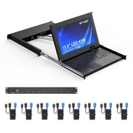 【Direct from Japan】MT-VIKI 1U Rackmount KVM Console, 8 Port HDMI KVM Switch with 15.6" LCD Monitor, 