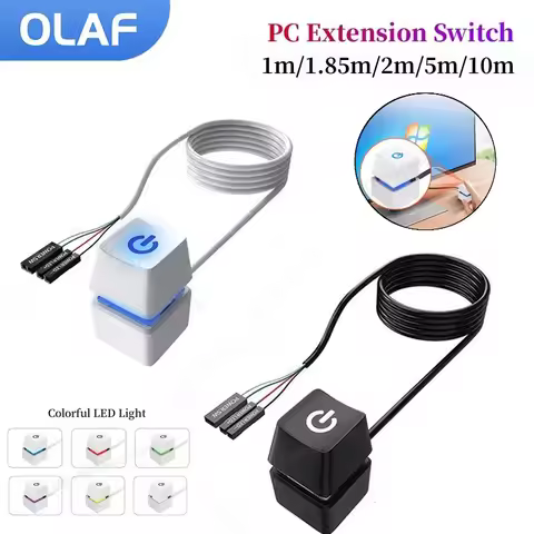 Olaf 1m/1.85m/2m/5m/10m Computer Desktop Switch Motherboard External Start Power On/Off Button Exten