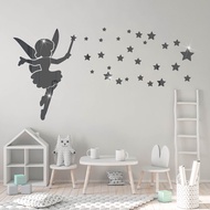 Mirror Self-Adhesive 3D WallPaper Three-dimensional Cartoon Fairy Acrylic Mirror Wall Sticker Bedroom Bathroom Wall Tile Waterproof Sticker Self Pasting