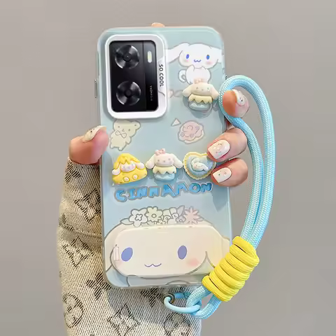 3D Sanrio Kitty Bear Cartoon Mirror Holder Phone Case For OPPO A54S A55S A57 A57E A57S A5S A7 A72N A