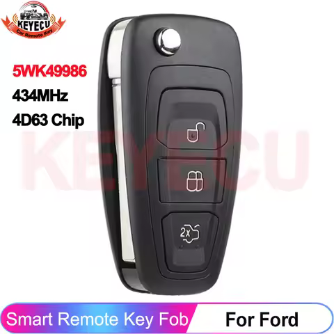 KEYECU P/N: 5WK49986 4D63 Chip 434MHz For Ford C-Max S-Max Focus MK3 Grand Mondeo 2010-2018 Smart Ke