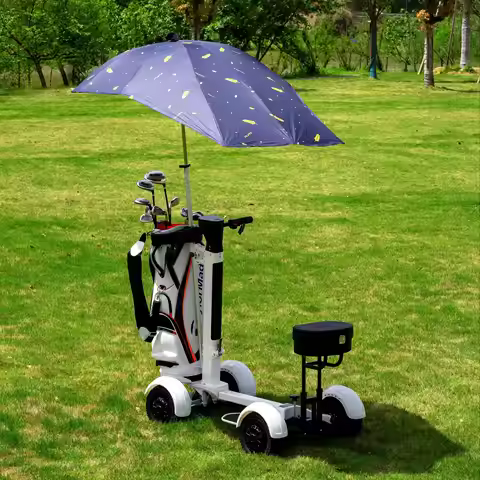 Electric Mini Golf Carts 4 Wheel One Seater Trolley Scooter with Removable Battery for Outdoor Sport