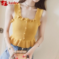 LUOLRV Strap Vest, Sleeveless Knitted Outerwear Vest, 2024 Outerwear Breathable Crop Tops Lady