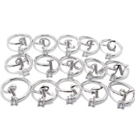 ALPHABET RING LETTER RING/ 925 SILVER INITIAL RING/ 925 SILVER ALPHABET RING WHITE GOLD PLATED