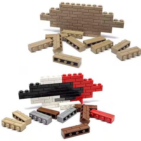 MOC 98283 1x2/1x3/1x4 Wall Striped Bricks Toys 2357 3622 15533 Building Blocks Palace Castle House P