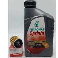 PETRONAS SPRINTA F700 15W-50 SEMI SYNTHETIC 4T MOTOR ENGINE OIL + OIL FILTER / LC135 / SRL115-FI / Y