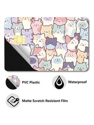 Pegatina De Tarjeta Con Dibujos Animados De Gatos Autoadhesiva, Protección Para La Piel De La Tarjeta De Crédito Delgada Y Resistente Al Agua, Decoración De Tarjeta Bancaria Para Llavero-transporte De Tarjeta De Crédito