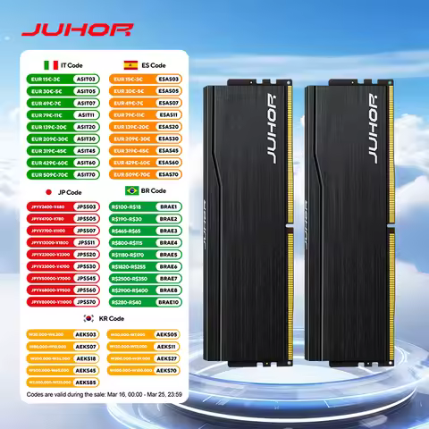 JUHOR Ram DDR5 32GB(16GBX2) 6000MHz 6400MHz DDR5 6400MHz Desktop Computer Memoria Ram