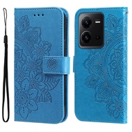 Case For Vivo V25 V25E V23E V21E Petal Magnetic Wallet Leather Card Slot Flip Cover Casing
