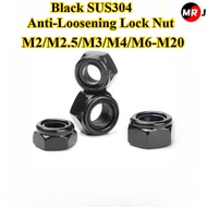 [MRJ-LM] Black SUS304, Anti-Loosening Lock Nut M2/M2.5/M3/M4/M6-M20 SUS304/316 Stainless Steel Nylon