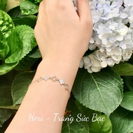 HERI S925 Silver Bracelet with Lucky Grass with Platinum Plated Diamonds and + Free Silver Cleaner