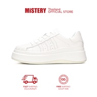 WGBMISTERY รองเท้าผ้าใบส้นสูง หนังพียู แบบสวม รุ่น SHELL 2 สีขาว (MIS-1183)