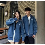 ☘☘ Adidas Retro Denim Stand Collar Track Jacket - Unisex
