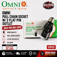 [BOX] 12PCS OMNI PULL CHAIN / CHAIN PULL E-27 SOCKET W/ 2 FLAT PIN OUTLETS E27-712