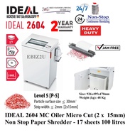 IDEAL 2604 CC Oiler Micro Cut (2 x 15mm) Non Stop Paper Shredder - 17 sheets 100 litres P5 (2604MC)