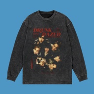 Resmora "Drunk Dazed" Long Sleeve Stone Wash Oversized T-Shirt | Washing Washing | Oversize T-SHIRT 