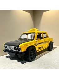 1入 牙合金計程車模型後推力模擬汽車金屬玩具車,带后行李箱,12.5cm