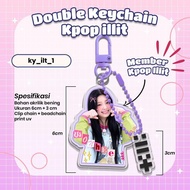 Merch Kpop Illit Gantungan Kunci Acrylic | Keychain Lucu Double Chain Print UV | Arksesoris Tas & i