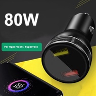 Dual Ports 80W SUPERVOOC 2.0 SuperDart Car Fast Charger 8A Type-C Cable For OPPO Find X5 X3 Pro Reno