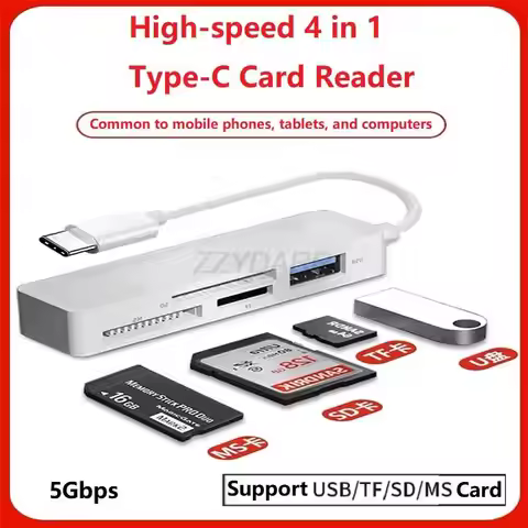 4 in 1 USB Type C MS Card Reader USB C MS Pro Duo Memory Card Reader OTG Adapter for MS/MS Pro/MS Du