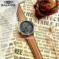 [Original] Balmer 9190L SS-4 Multifunction Sapphire Women Watch with Black Dial and Brown Leather Rubber Strap