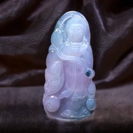 冰種紫羅蘭飄花翡翠精雕觀音菩薩 | 天然緬甸玉翡翠A貨 | 送禮