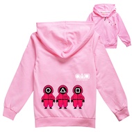 [In Stock] squid game Girl's Autumn Children Hoodies Boys Girls Fashion Hoodies Long Sleeves Cotton Blend Cartoon Anime Kids Clothing 103