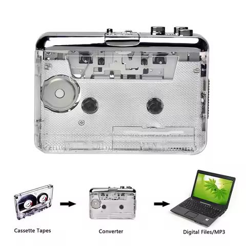 Cassette Player Portable Tape Recorder To Mp3 Full Transparent Shell USB Cassette Capture To MP3 For