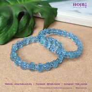 HOJB High Grade Brazilian Aquamarine 6A Prosperity Pi-Xiu Bracelet 8.5-9.5mm 聚寳軒优质巴西海蓝宝6A"招财貔貅"风水手链8