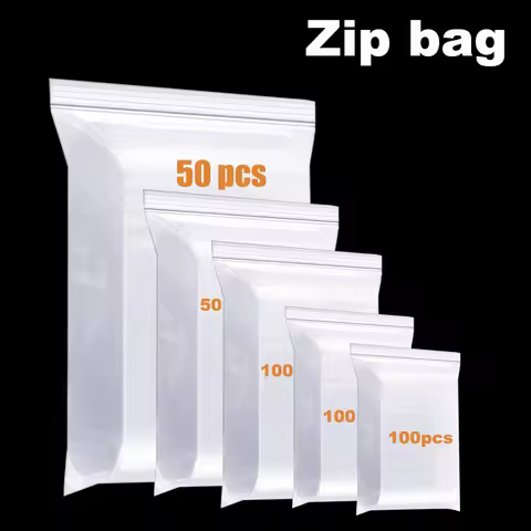 100Pcs Clear Thick Heavy Duty Zip Lock Bags Transparent Ziplock Poly Bag Package Small Jewelry Reclo