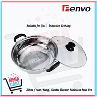 FENVO 30cm Stainless Steel Double Flavour Pot / Yuan Yang Hot Pot / Steamboat/ For Gas, Induction, C