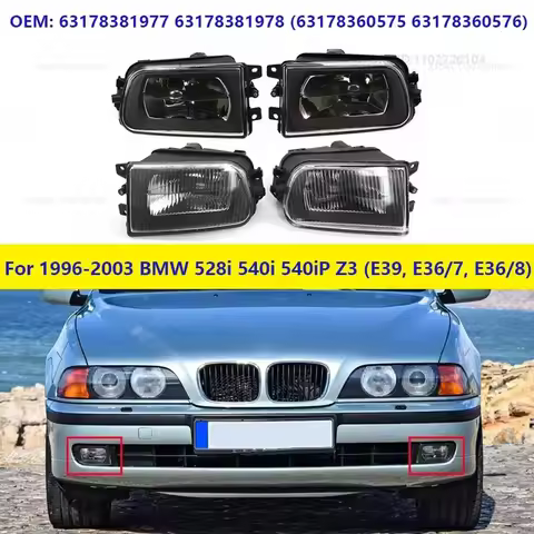For 1996-2003 BMW 528i 540i 540iP Z3 (E39 E36/7 E36/8) Fog Light (No Bulb) 63178381977 63178381978 (