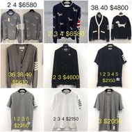 Thom Browne TB  Tee / cardigan 外套 / knitwear 毛衣男  1 2 3 4 5/女 38 40  $2050 -$6580 (價錢及size 看相片)