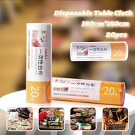 160*160cm Plastic Table Cover Disposable PE Table Cloth Waterproof Alas Meja Plastik 20PCS/Roll