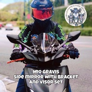 MIO GRAVIS R25 BRACKET SIDE MIRROR AND VISOR SET