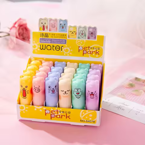 24Pcs Cute Bear Lip Balm Clear Fruit Flavored Moisturizing Lipstick Lip Balm Kids Lips Care Party Bi