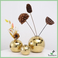 [ Gold Electroplated Ceramic Vase Flower Pot Desktop Decoration for Table, Shelf,
