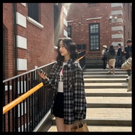 1993 STUDIO Signature pose embroidered check shirt shipping from korea✈️