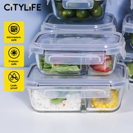 Citylife Glass Food Container Bundle Air-tight Glass Lunch Box Microwaveable BPA Free Bento Box Frid