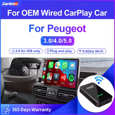 Carlinkit 5.0 4.0 3.0 Carplay Wireless Adapter Wired To Wireless Apple Car Play Box for Peugeot 208 