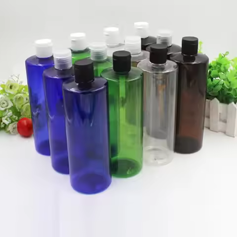 2/10pcs 500ml Plastic Empty Transparent PET Bottle with Flip Cover Cap 500cc Cosmetic Refillable Sub