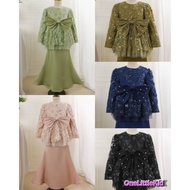 Peplum Ribbon Muslimah Moden Budak Perempuan 1-12 Tahun Baju Kurung Raya Murah Kids Ready Stock Baju