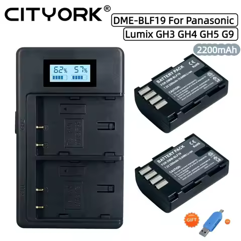 CITYORK 2200mAh DMW-BLF19 Battery For Panasonic DMC-GH3 GH4 GH5 GH5GK GH5LGK GH5SGK G9LCK GH3GK GH4G