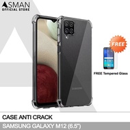 Asman Casing Samsung Galaxy M12 6.5 Inch Softcase Anti crack Elegant + FREE Tempered Glass