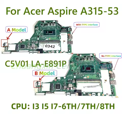 LA-E891P motherboard is suitable for Acer Aspire A315-53 laptops with CPU I3 I5 I7-6TH/7TH/8TH 100% 