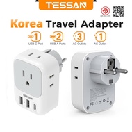 【ส่งไวจากไทย】TESSAN Switzerland Travel Plug Adapter อะแดปเตอร์ท่องเที่ยวไทยไปเกาหลี 2 USB-A 1 USB-C 