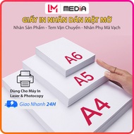 Giấy Decal A4/A5/A6/A7 Media Mặt Mờ 80gsm 100 Tờ Giấy In Tem Vận Chuyển Nhãn Phụ Tem Mã Vạch Dùng Ch