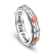 HOOHWE Anxiety Ring for Women, S925 Sterling Silver Fidget Rings for Anxiety for Women Spinner Rings